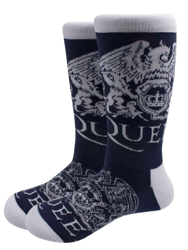 Queen White Crests Unisex Navy Socks (UK 7-11)
