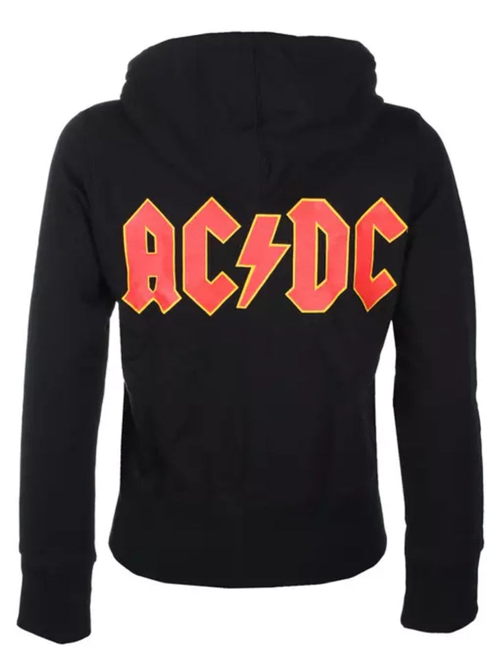 AC/DC Logo Back Print Ladies Black Zipped Hoodie – Wicked Things
