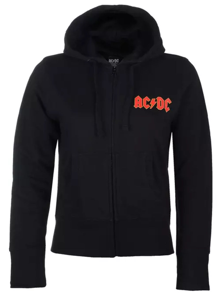 AC/DC Logo Back Print Ladies Black Zipped Hoodie – Wicked Things