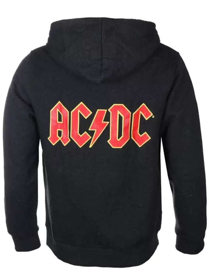 AC/DC Logo Back Print Men's Charcoal Zipped Hoodie – Wicked Things