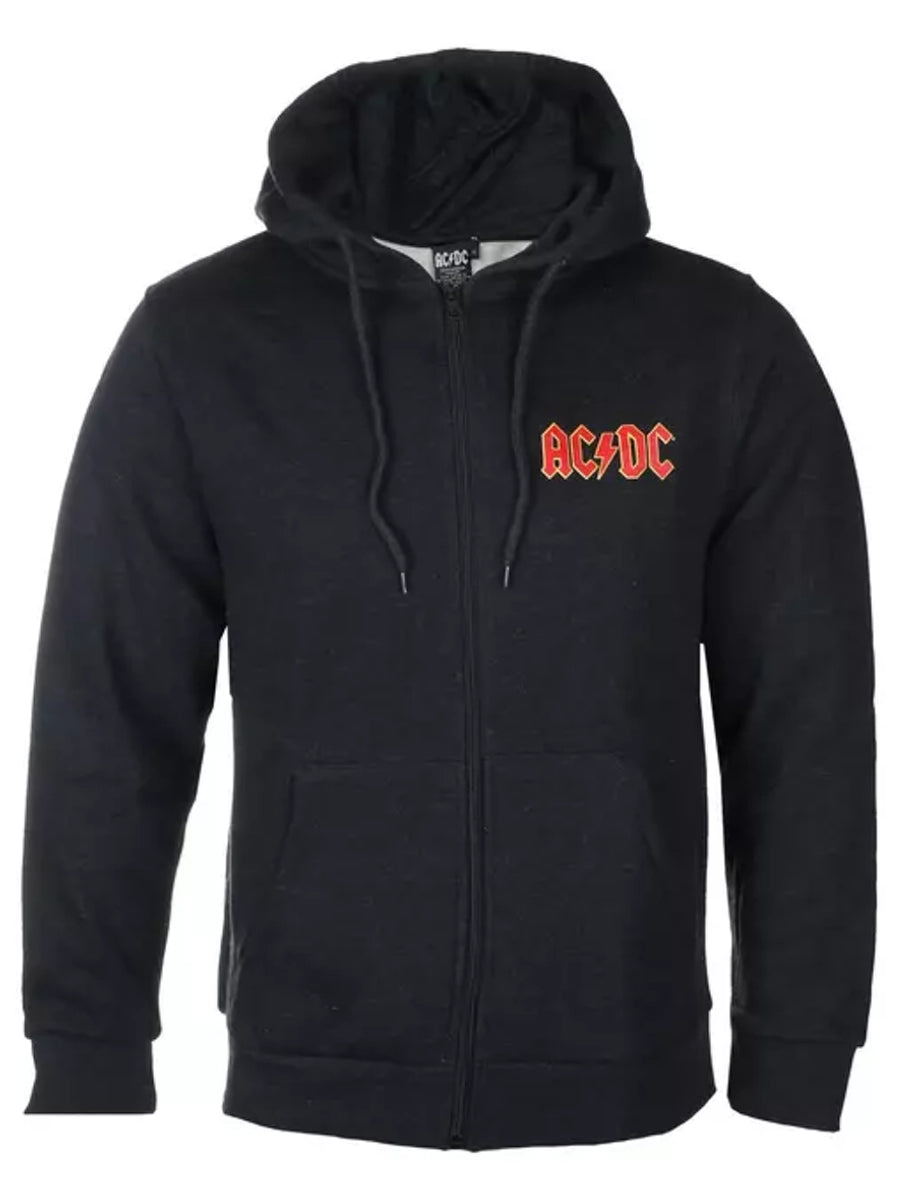 AC/DC Logo Back Print Men's Charcoal Zipped Hoodie – Wicked Things