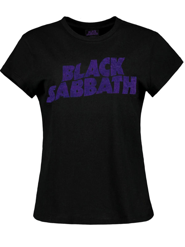 Black Sabbath Packaged Vintage Wavy Logo Ladies Black T-Shirt