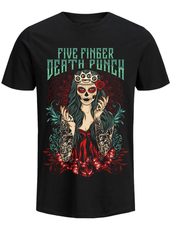 Five Finger Death Punch Lady Muerta Mens Black T-Shirt