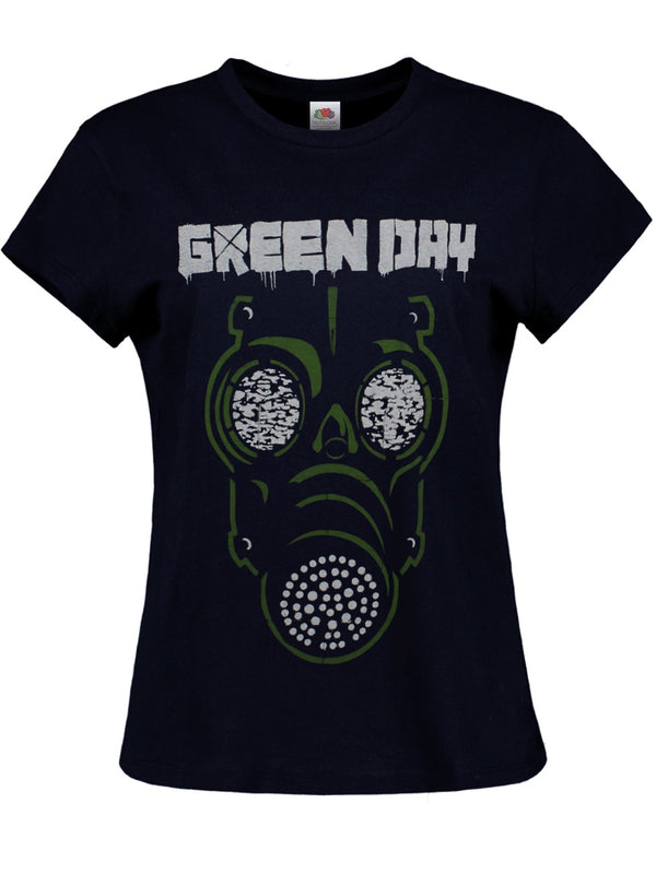 Green Day Green Mask Ladies Navy T-Shirt