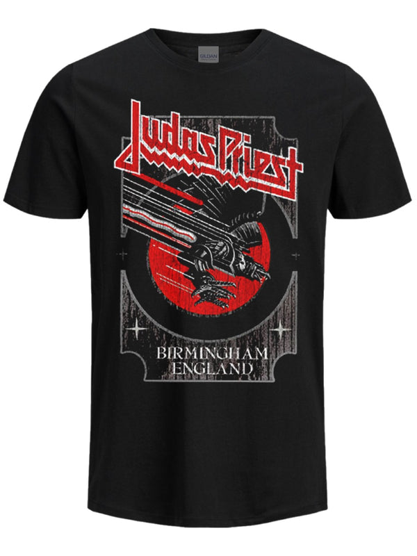 Judas Priest Silver & Red Vengeance Men's Black T-Shirt