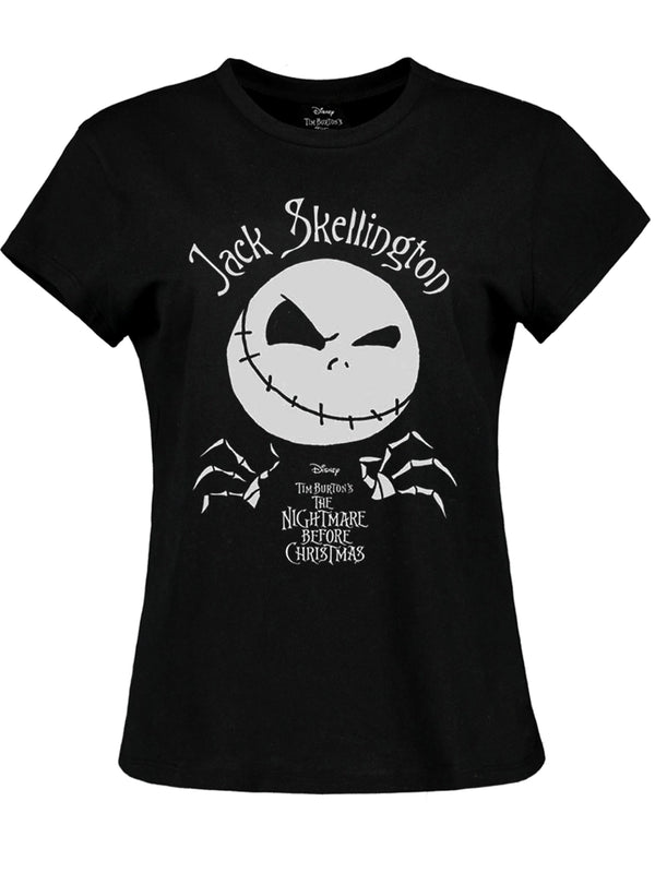 Nightmare Before Christmas Jack Head Ladies Black T-Shirt