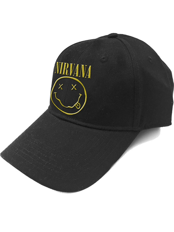 Nirvana Logo & Smiley Black Baseball Cap