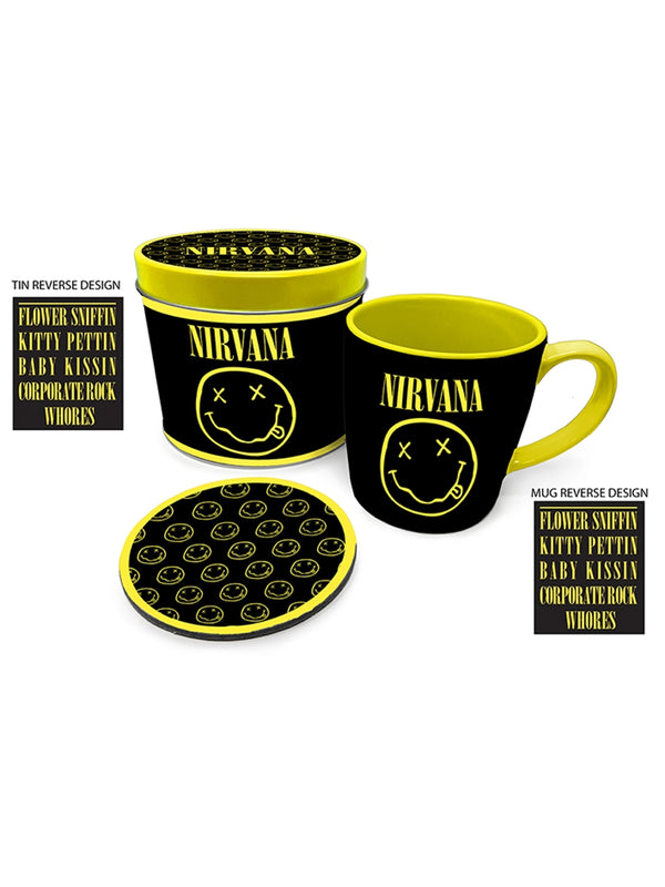 Nirvana Smiley Mug & Coaster In Tin