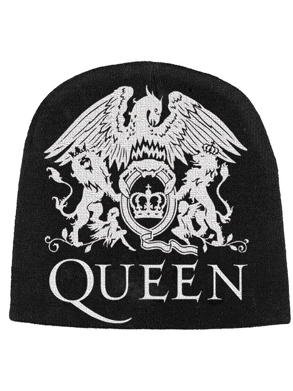 Queen Crest Black Beanie Hat