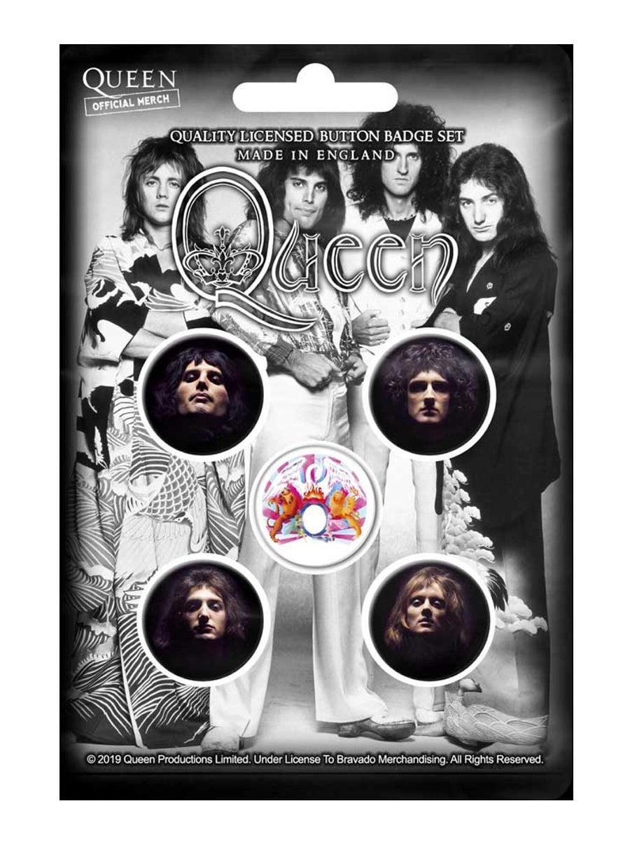 Queen Freddie Button Badge Pack – Set Van 5 Pins Met Freddie Mercury, 2,5 Cm, Officieel Licentie