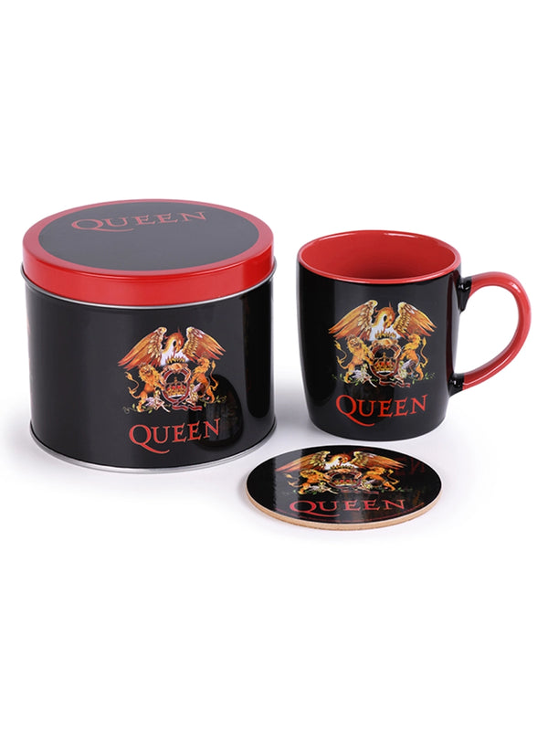 Queen Logo Mug & Coaster In Tin