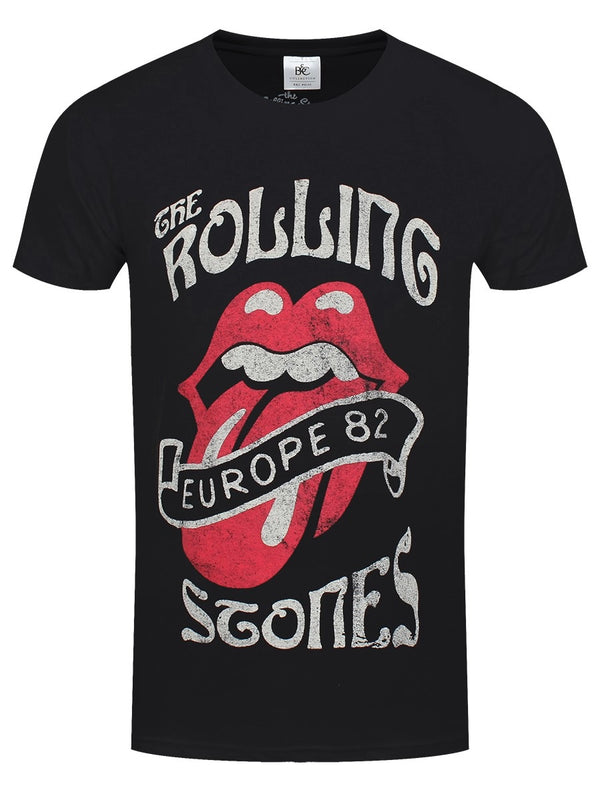 Rolling Stones Europe '82 Tour Men's Black T-Shirt