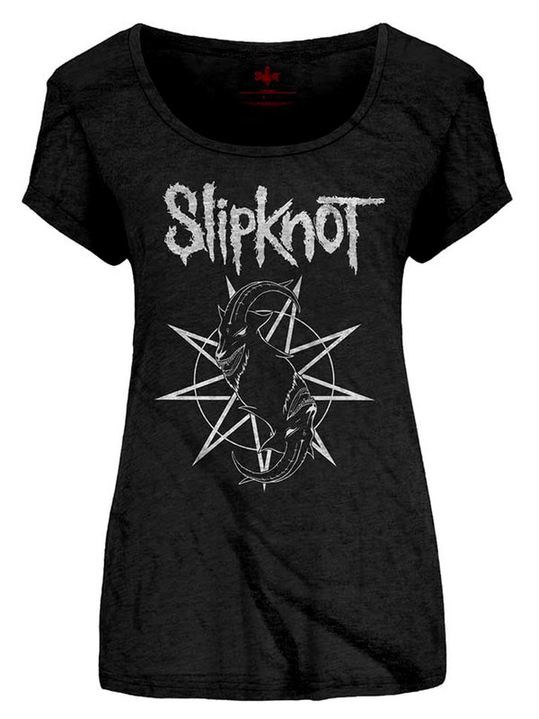 Slipknot Goat Star Logo Ladies Scoop Neck Black T-Shirt