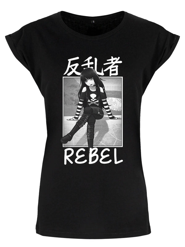 Tokyo Spirit Rebel Ladies Premium Black T-Shirt